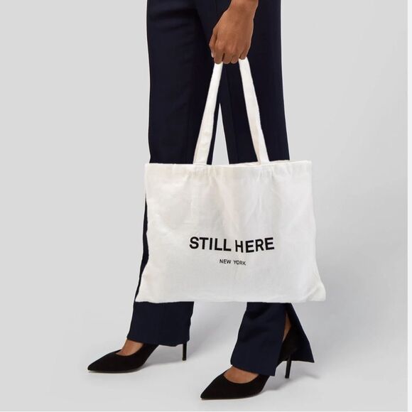 STILL HERE New York White Tote Bag - Picture 1 of 5